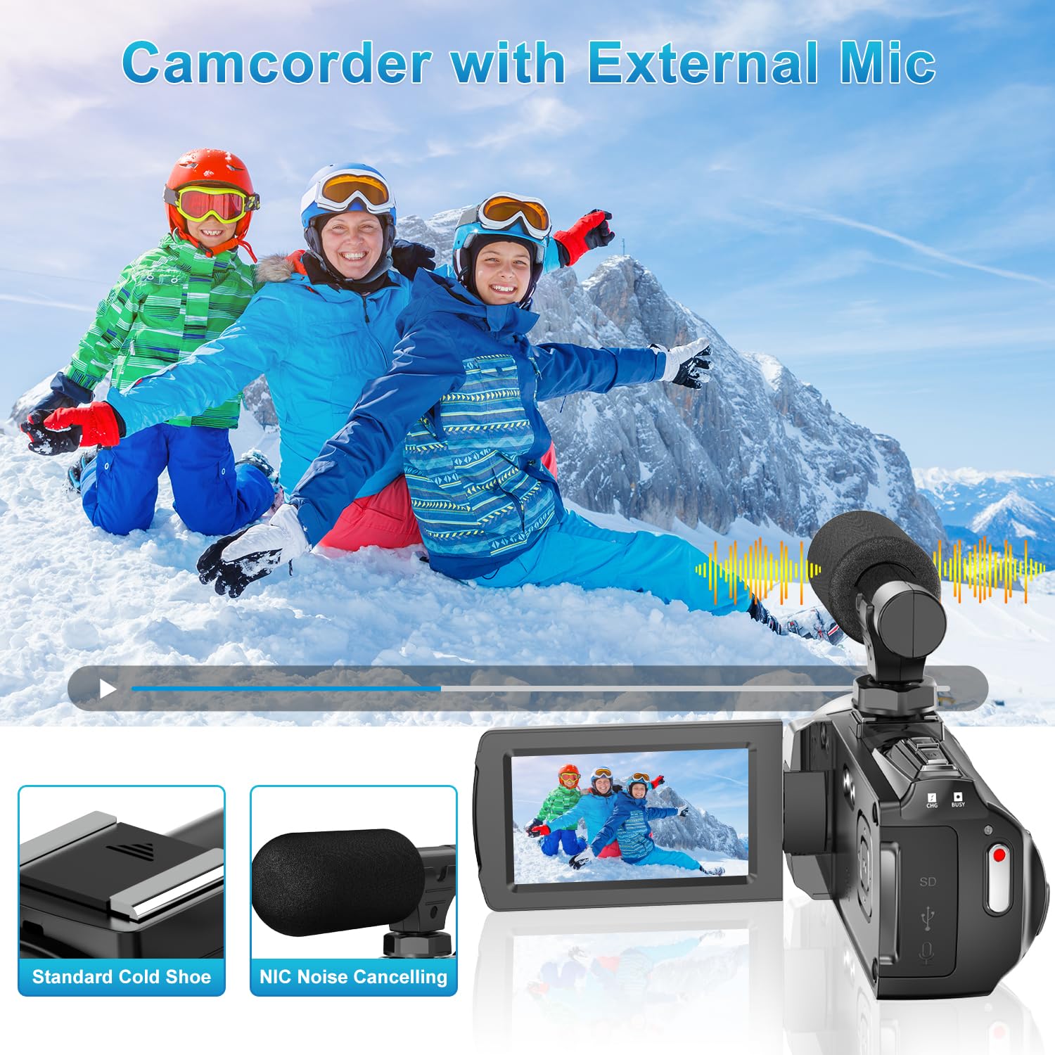 Video Camera Camcorder HD 4K 48MP Digital Cameras Recorder for YouTube TikTok 3 Inch 270 Degree Rotation Screen 18X Zoom Vlogging Camcorders for Kids,Teens,Students,Beginners,Elders