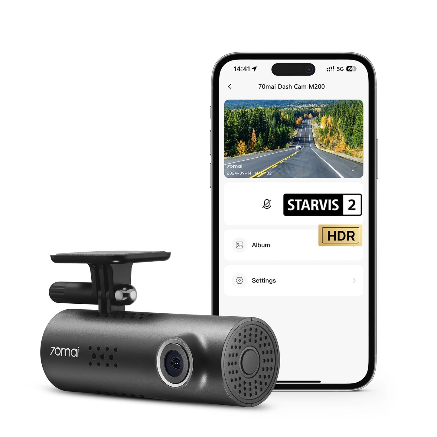 70mai Smart Dash Cam, 1080P FHD Dash Camera for Cars, Car Camera with Starvis 2 IMX662, HDR, WiFi, G-Sensor, Voice Control, APP, Loop Recording, Parking Monitor, Time-Lapse