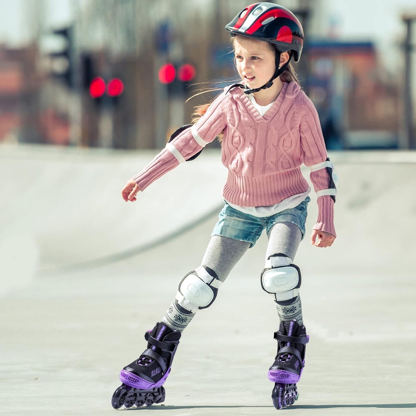 PAPAISON Adjustable Inline Skates for Kids and Adults with Full Light Up Wheels, Outdoor Roller Skates for Girls and Boys, Men and Women