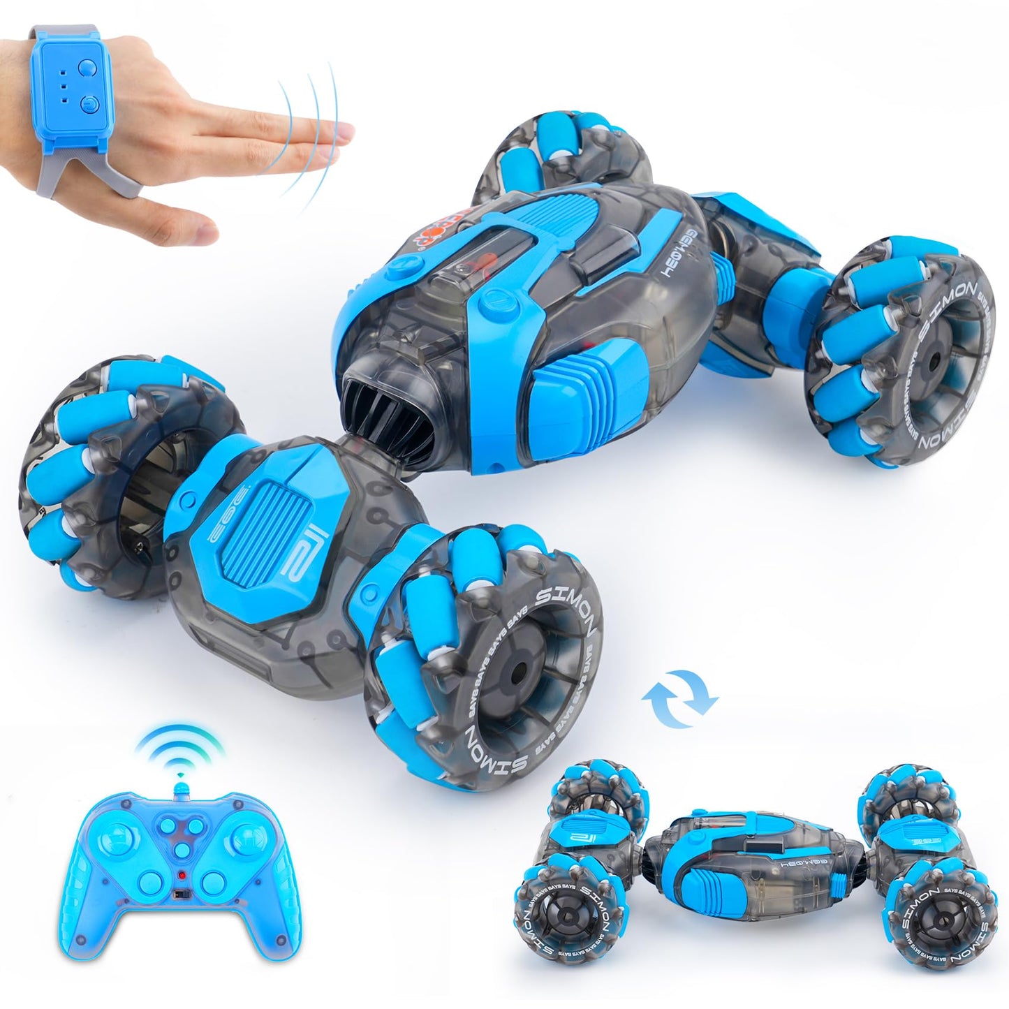 PREPOP 8WD Remote Control Stunt Cars Toys- Best Birthday Presents Gifts for Kids Age 6 7 8 9 10 11 12 Year Old Boys, 2.4Ghz Cool Transform RC Drift Cars with Music &amp; Light