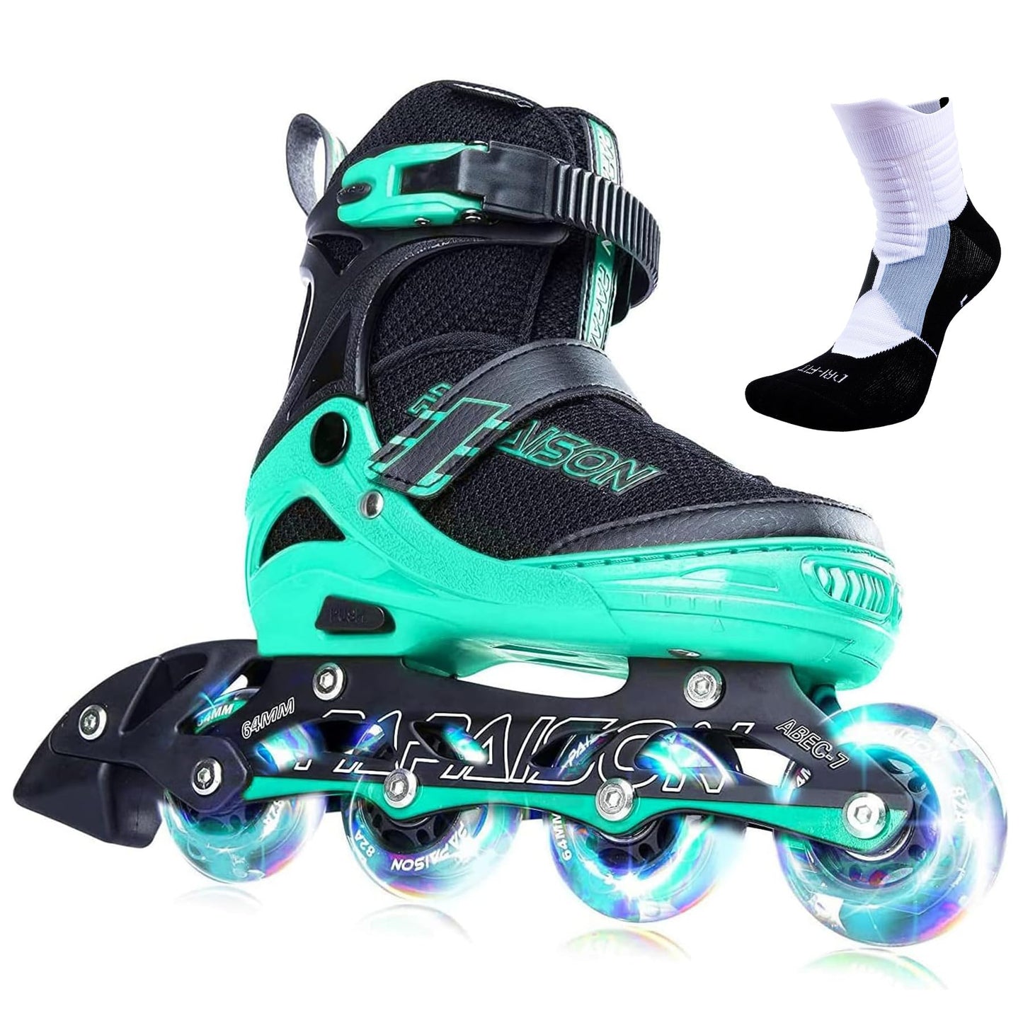 PAPAISON Adjustable Inline Skates for Kids and Adults with Full Light Up Wheels, Outdoor Roller Skates for Girls and Boys, Men and Women