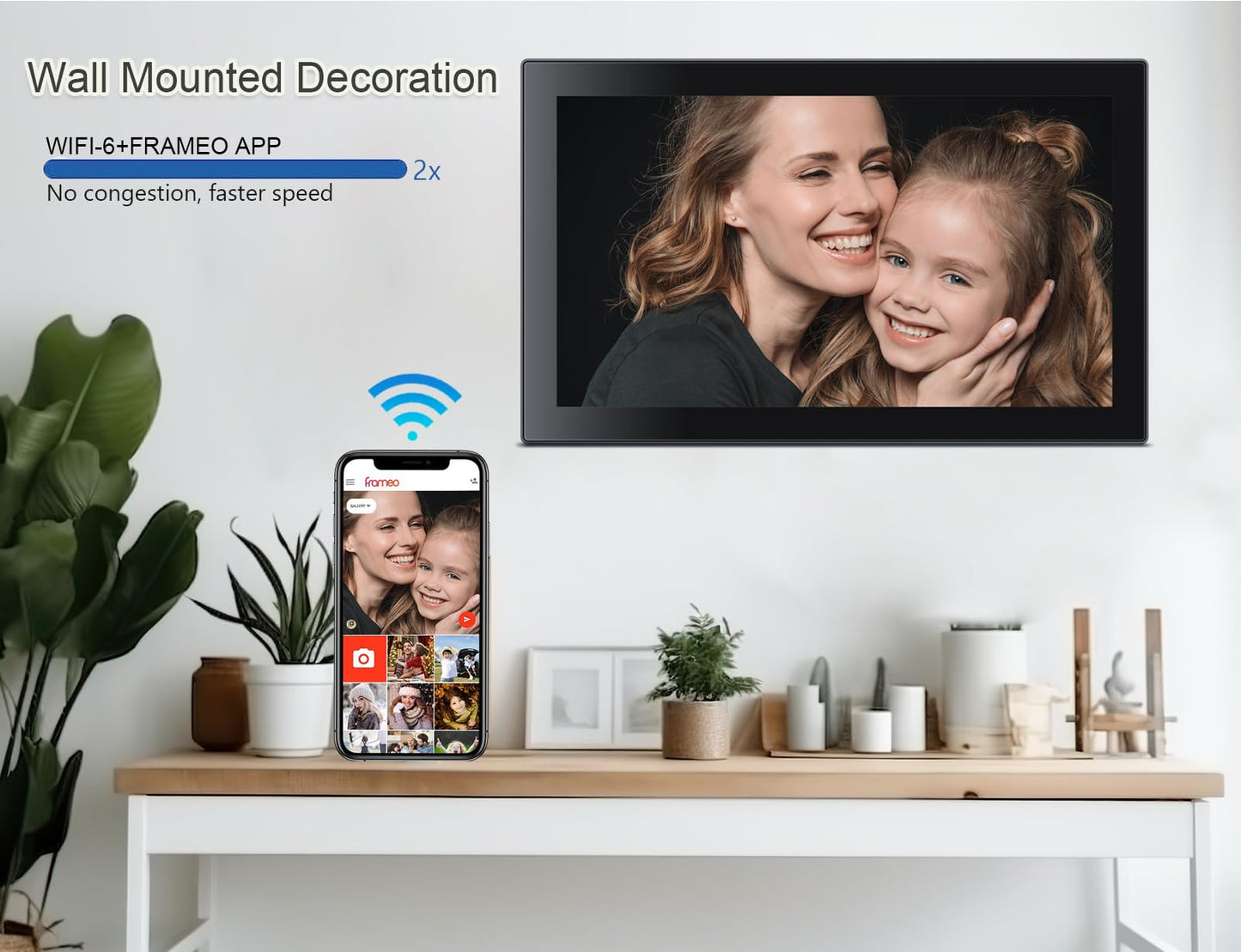 Frameo 10.1 Inch WiFi Digital Picture Frame with 1280 * 800P IPS Touch Screen HD Disply,Video Clips and Slide Show,Auto-Rotate, Wall Mountable,Send Photos Instantly from Anywhere with via Frameo APP