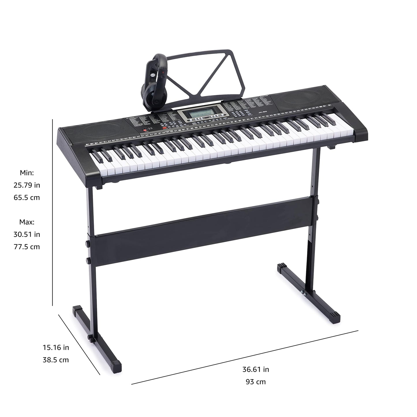 Amazon Basics Electric Keyboard Piano with 61 Keys, Built-in Speakers, Songs for Learning, Black