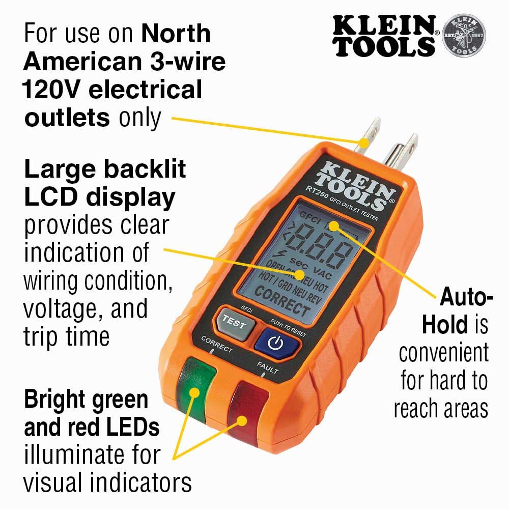 Klein Tools 80016 Circuit Breaker Finder Tool Kit &amp; RT250 GFCI Outlet Tester &amp; NCVT3P Dual Range Non Contact Voltage Tester, 12-1000V AC Pen, Flashlight, Audible and Flashing LED Alarms, Pocket Clip