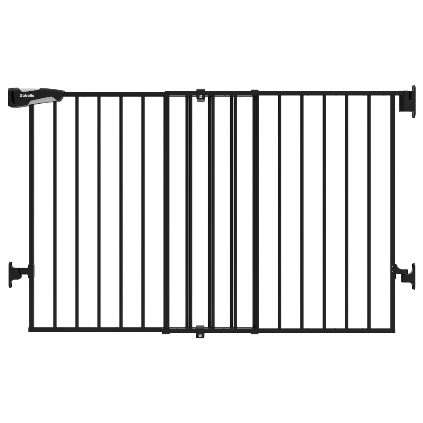 Babelio 26-43" No Bottom Bar Baby Gate for Babies, Elders and Pets, 2-in-1 Hardware Mount Dog Gate for The House, Stairs and Doorways, with Large Walk Thru Door, Black