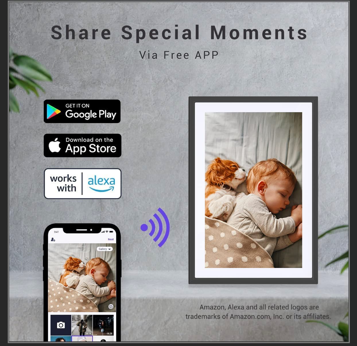 10.1'' Digital Picture Frame，Smart Digital Photo Frame with 1280x800 IPS Touch Screen, Auto-Rotate and Slideshow, Easy Setup to Share Moments Via APP from Anywhere Anytime