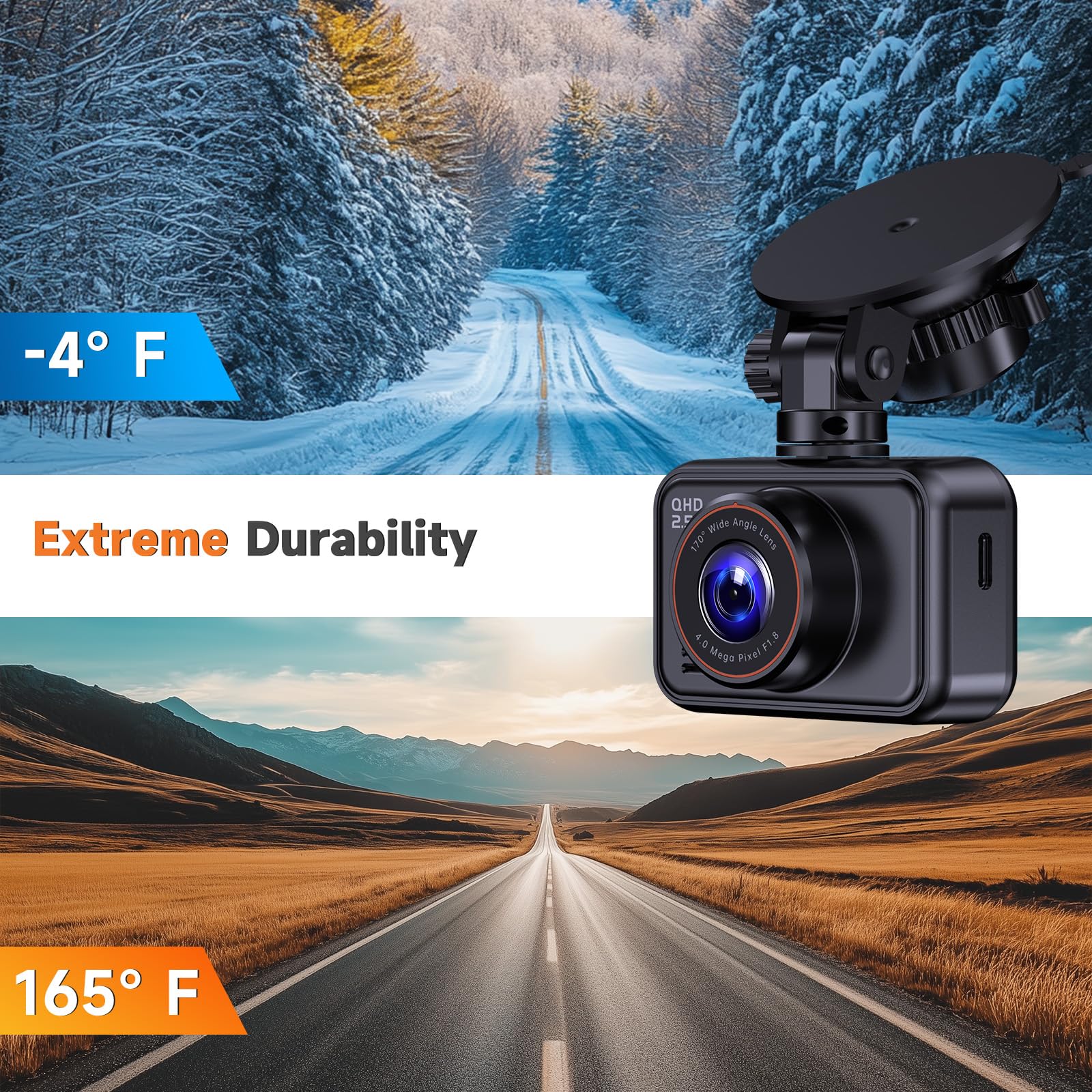 Dash Cam Front and Rear, 2.5K Dual Dash Camera for Cars, 2560P Mini Car Camera, 2 inch IPS Screen, 32GB Card Included, WDR Night Vision, 24 Hours Parking Monitor, G-Sensor, Support 256 GB Max