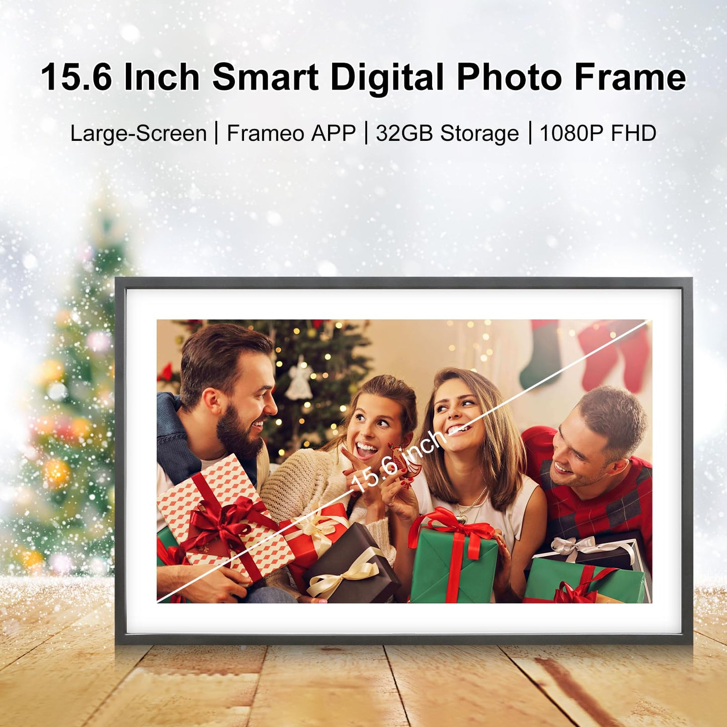 Frameo Digital Picture Frame WiFi -10.1 Inch Digital Photo Frame with 32GB Storage SD Card Slot Desktop,IPS Touch Screen, Auto-Rotate Slideshow Share Videos Photos Remotely Via App-White