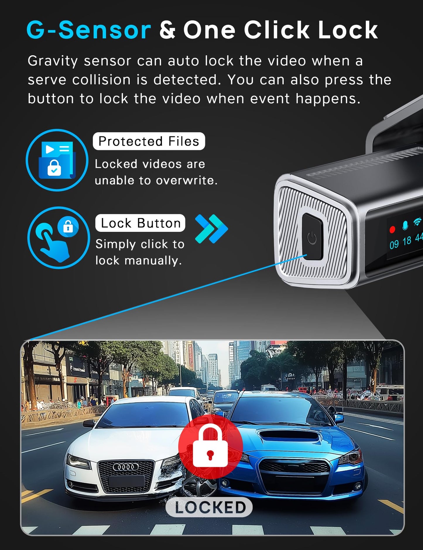 Navycrest 5G WiFi Dash Cam Front and Rear with 64GB Card, Dash Camera for Cars 2.5K/1440p Front and 1080P Rear, Dashcams for Cars Loop Recording, Gravity Sensor, 24Hours Parking Mode, Silver