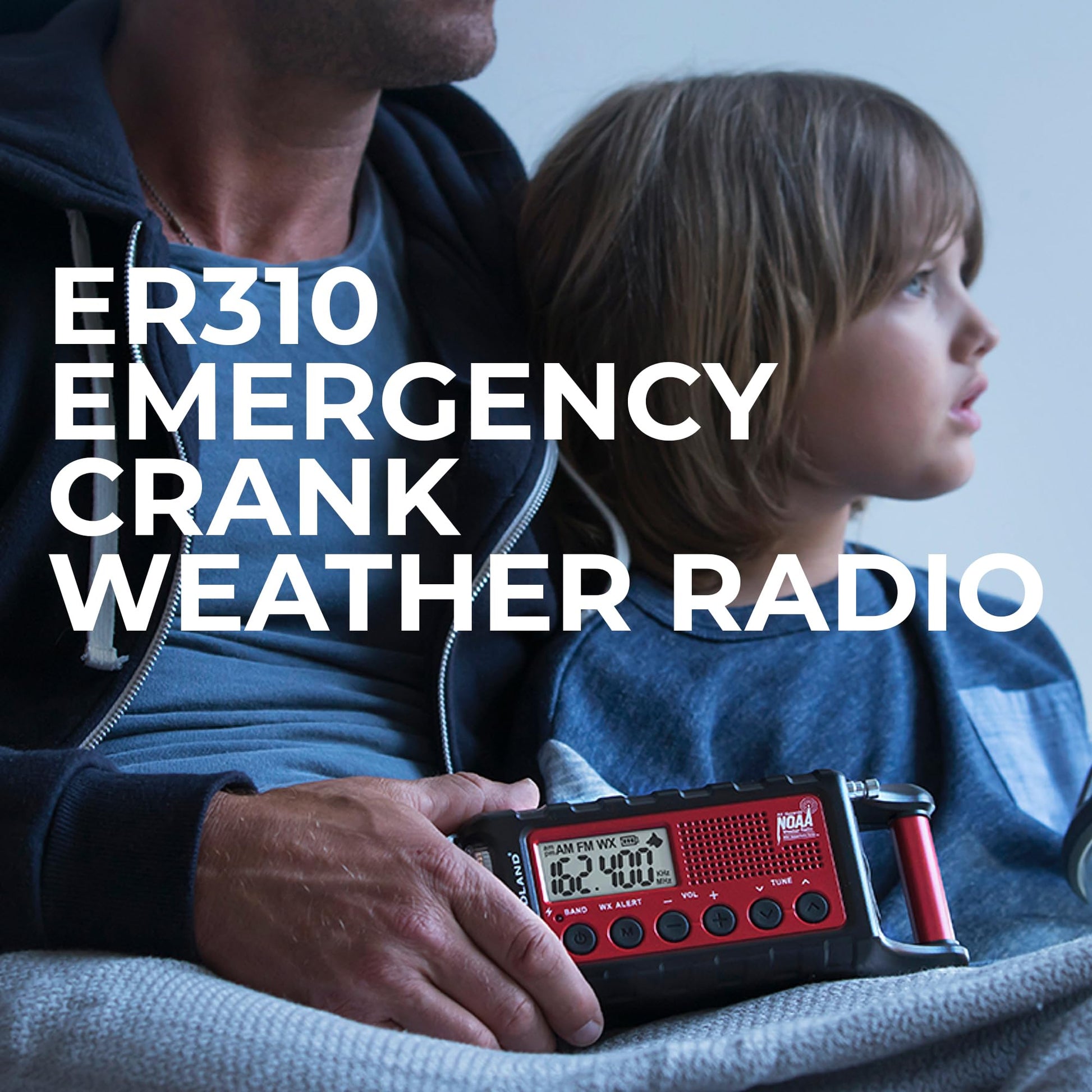 Midland - ER310, Emergency Crank Weather AM/FM Radio - Multiple Power Sources, SOS Emergency Flashlight, Ultrasonic Dog Whistle, &amp; NOAA Weather Scan + Alert (Red/Black)