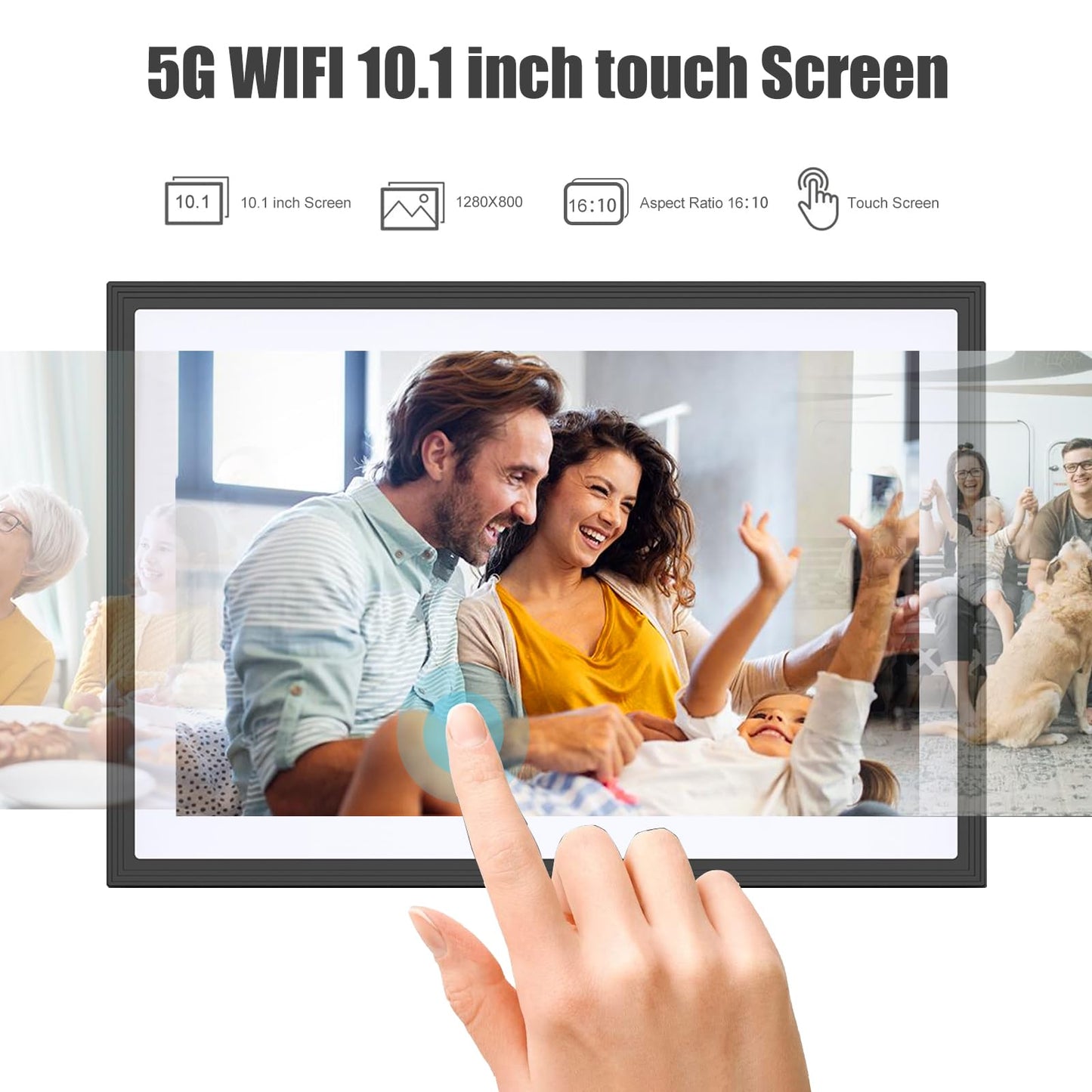 Digital Picture Frame WiFi 10.1 Inch Smart Digital Photo Frame with 1280x800 IPS HD Touch Screen, Auto-Rotate and Slideshow, Easy Setup to Share Photos or Videos Remotely via App from Anywhere