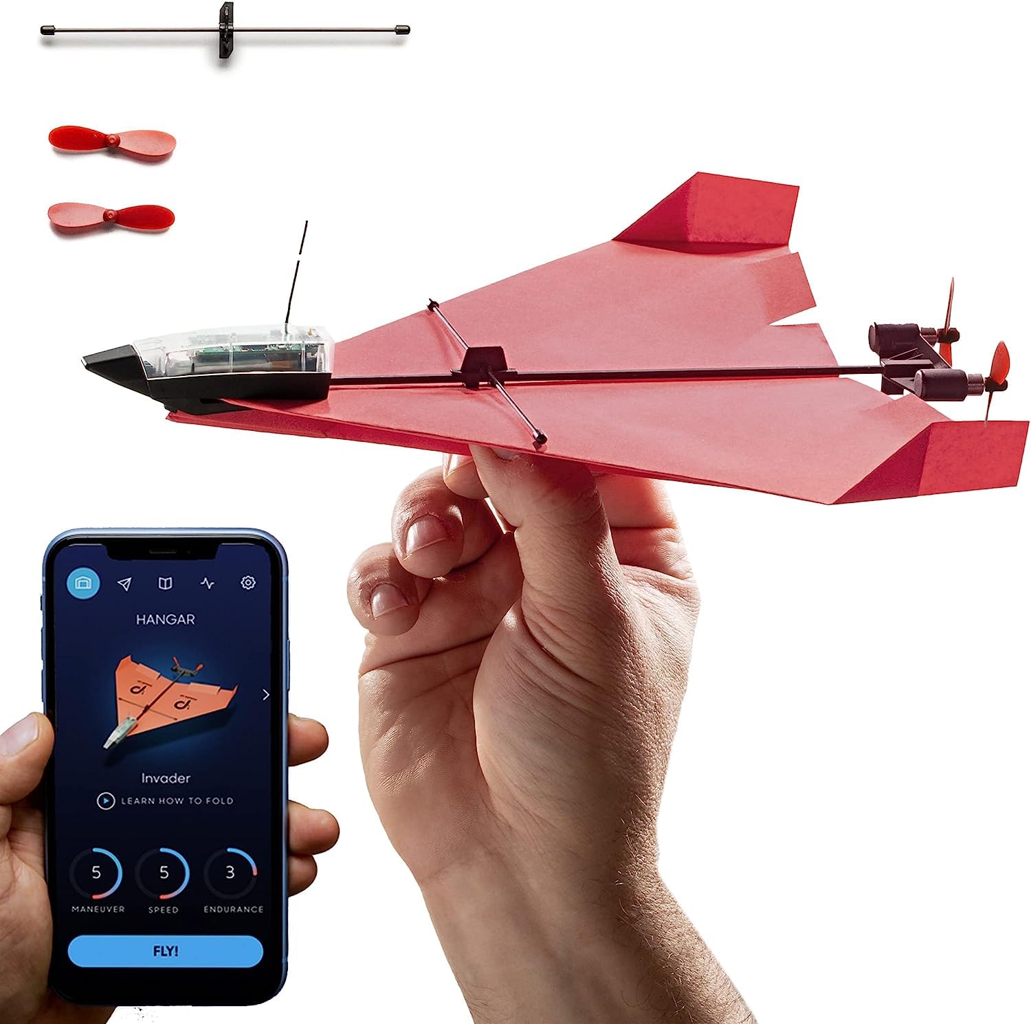 POWERUP 4.0 The Next-Generation Smartphone Controlled Paper Airplane Kit, RC Controlled. Easy to Fly with Autopilot &amp; Gyro Stabilizer. for Hobbyists, Pilots, Tinkerers.