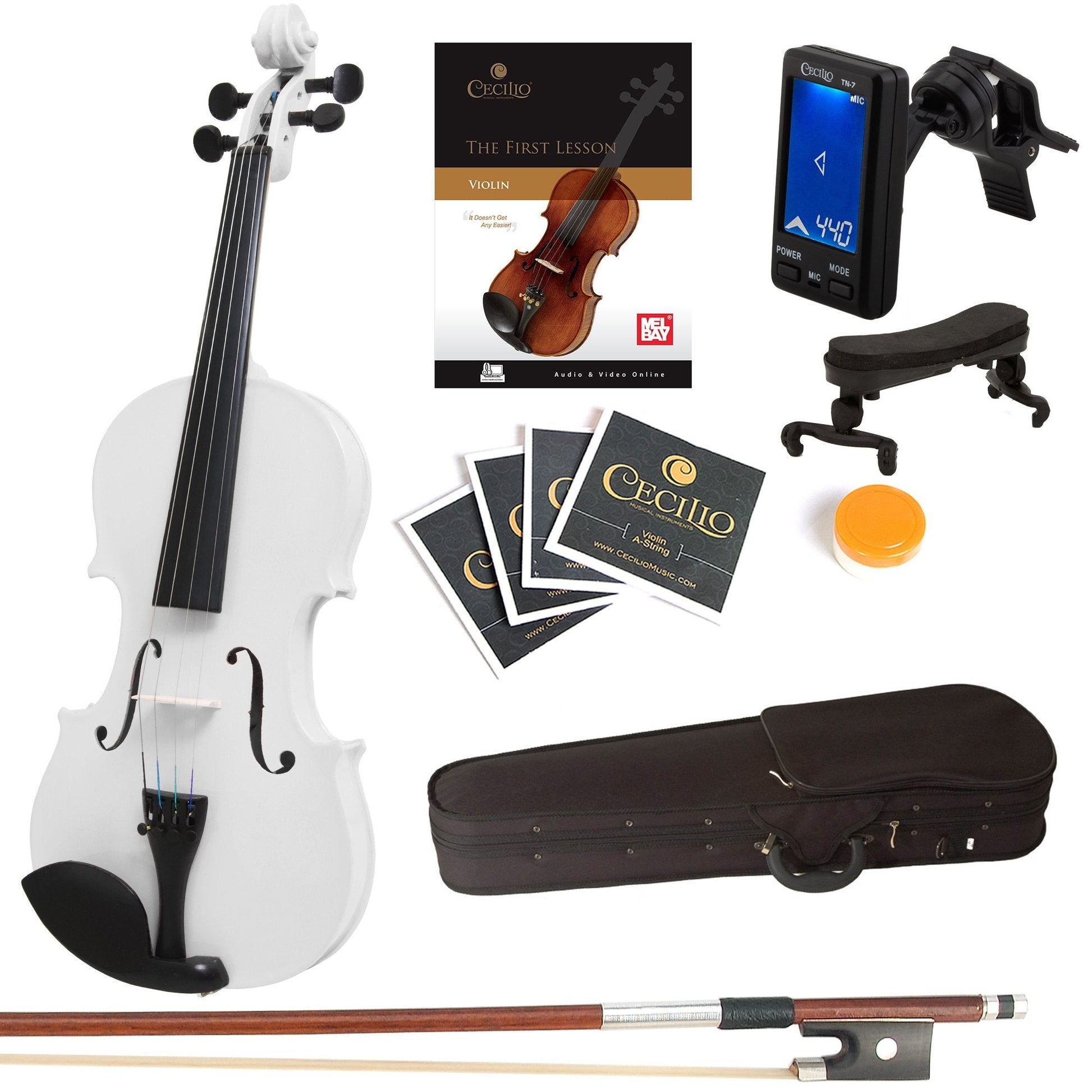 Mendini By Cecilio Violin For Kids &amp; Adults - 1/2 MV300 Satin Antique Violins, Student or Beginners Kit w/Case, Bow, Extra Strings, Tuner, Lesson Book - Stringed Musical Instruments