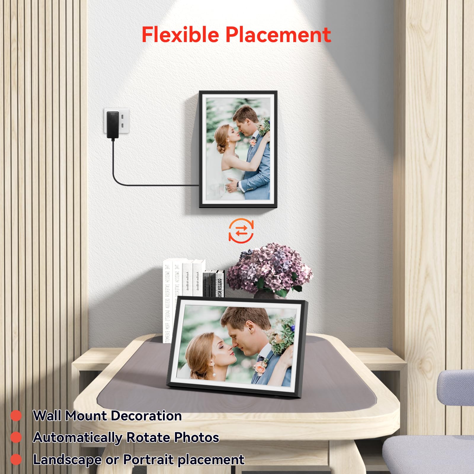 Frameo 10.1 inch Digital Picture Frame, Smart WiFi Digital Photo Frame with 32G Memory, HD Touch Screen, Auto-Rotate, Slideshow, Easy Setup, Share Photos and Videos Anywhere