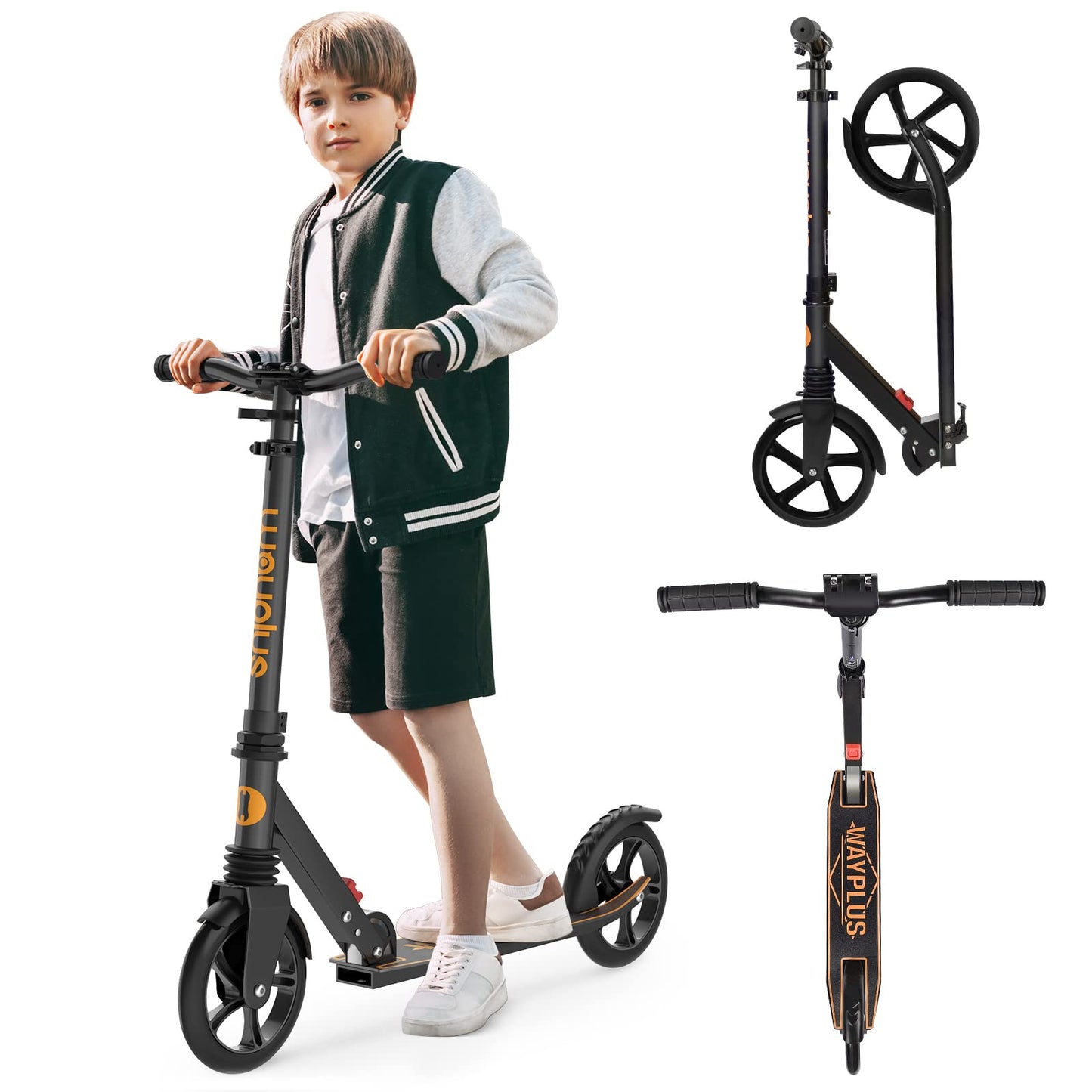 Kick Scooter for Ages 6+,Kid, Teens &amp; Adults. Max Load 240 LBS. Foldable, Lightweight, 8IN Big Wheels for Kids, Teen and Adults, 4 Adjustable Levels. Bearing ABEC9