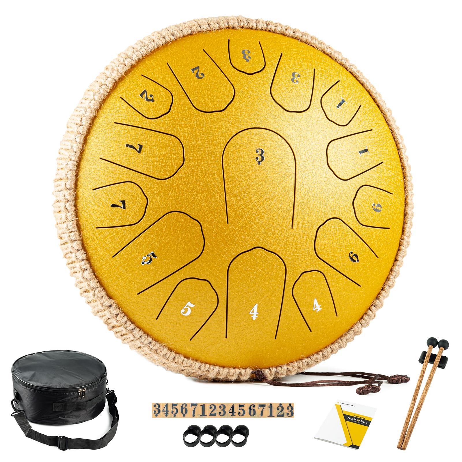 Steel Tongue Drum - 13 Inches 15 Notes Tongue Drum - Hand Pan Drum with Music Book, Handpan Drum Mallets and Carry Bag, D Major (Malachite Green)