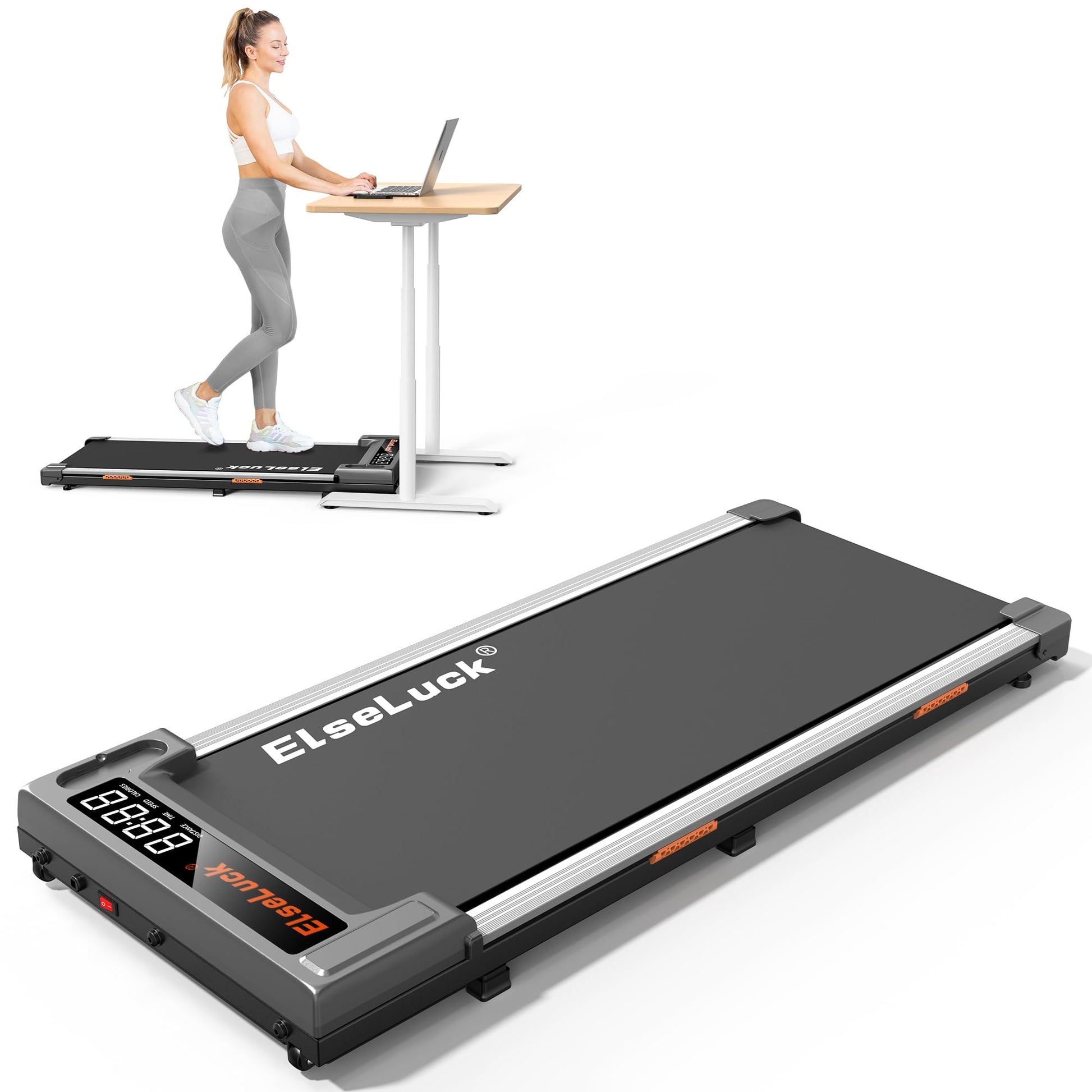 Elseluck Walking Pad, Under Desk Treadmill for Home Office, 2 in 1 Portable Walking Treadmill with Remote Control, Walking Jogging Machine in LED Display