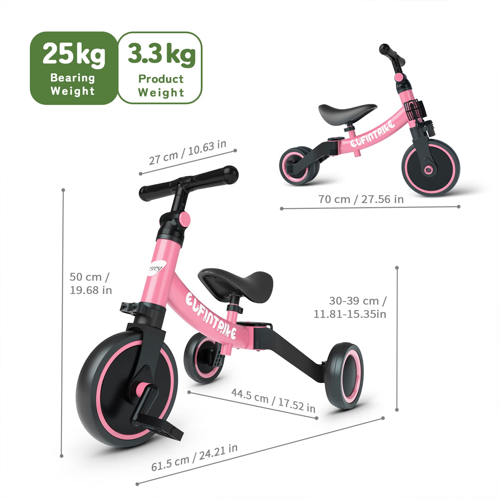 besrey 5 in 1 Toddler Bike for 1 Year to 4 Years Old Kids, Toddler Tricycle Kids Trikes Tricycle, Toys for Boy &amp; Girl, Balance Training, Removable Pedals