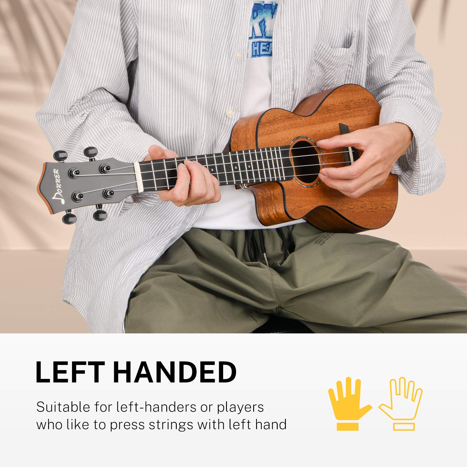 Donner Soprano Ukulele Mahogany Wood 21 inch Ukelele Beginner Kit with Free Online Lesson Gig Bag Strap Nylon String Tuner Picks Ukalalee Yukalalee Bundle Pack DUS-200