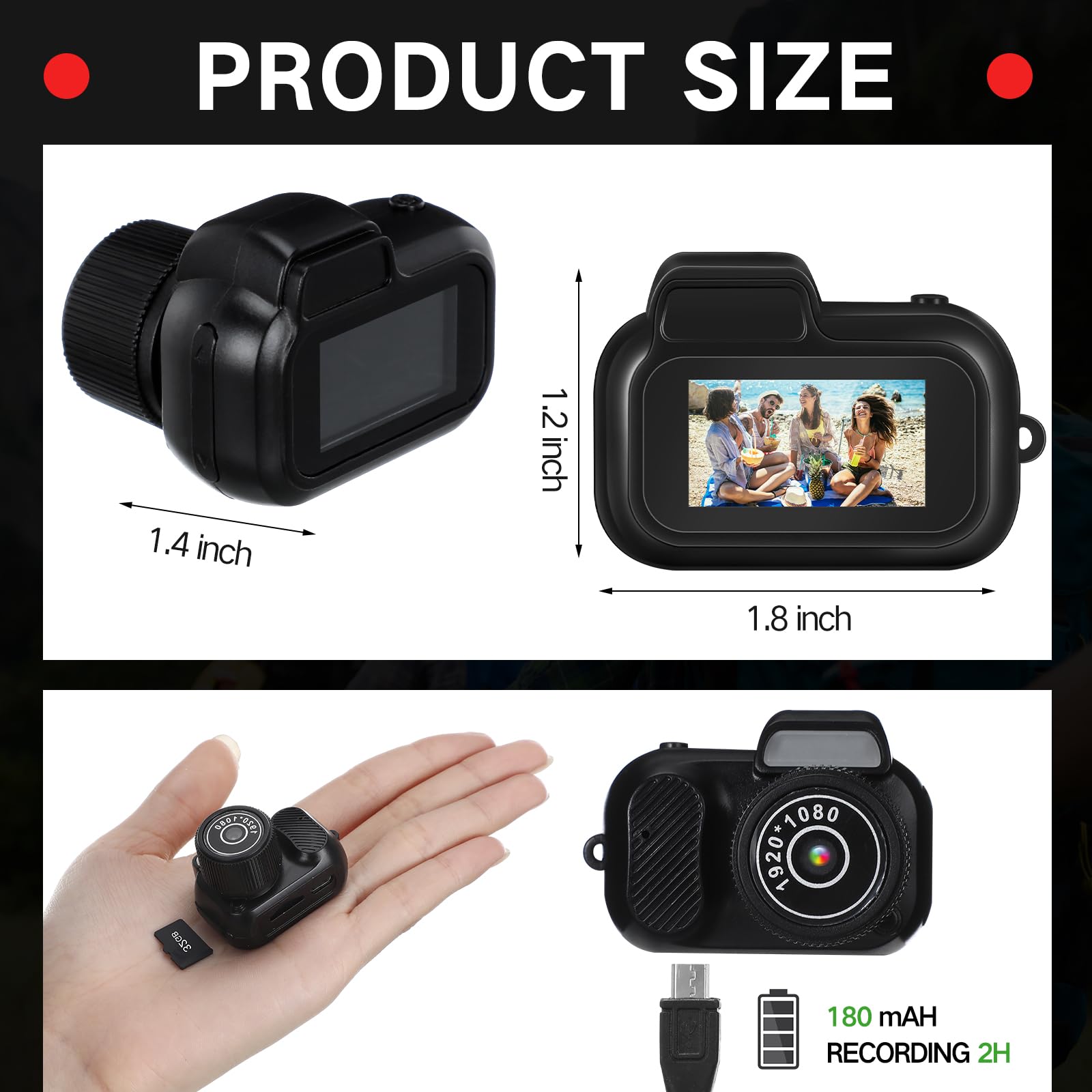 Mini Keychain Camera 1080p Small Retro Portable Photo Video Camera 100 Mins Battery Life Micro Video Camcorder for Travel Study Recording