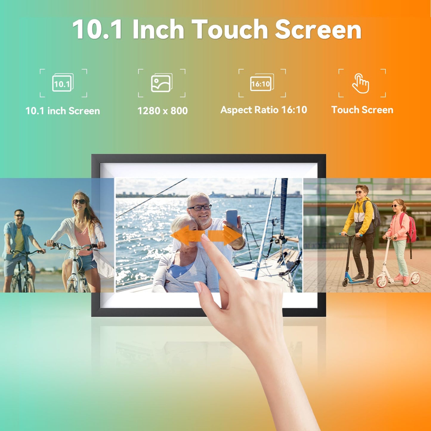 Digital Picture Frame 10.1 Inch WiFi Digital Photo Frame,1280 * 800 HD IPS Touch Screen Smart Cloud Photo Frame, to Share Photos Or Videos Remotely Via APP Email (Black)