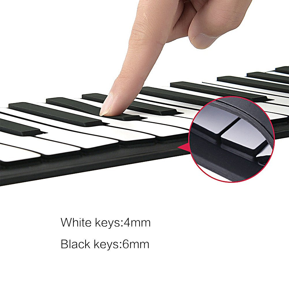 61 Keys Roll Up Piano keyboard piano Upgraded Portable Rechargeable Electronic Hand Roll Piano With Environmental Silicone Piano Keyboard for Beginners (Black)