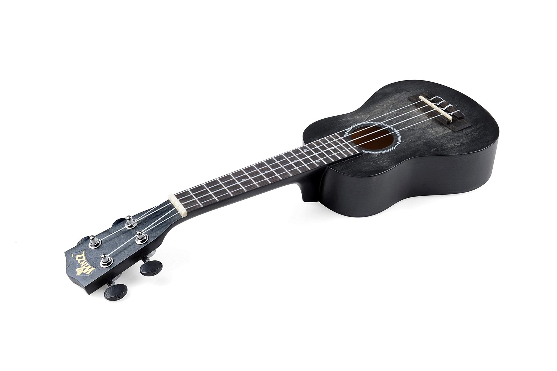 WINZZ HAND RUBBED Series - 21 Inches Soprano Ukulele Vintage Hawaiian Uke with Online Lessons, Bag, Tuner, Strap, Extra Strings, Fingerboard Sticker, Black