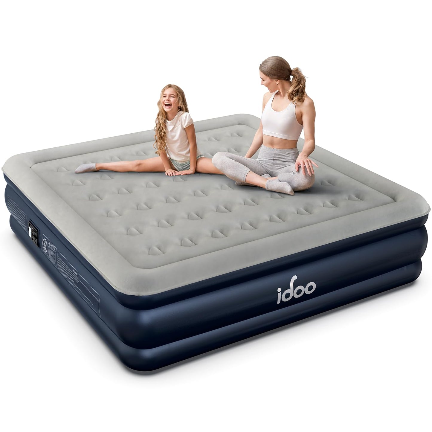 iDOO Queen Air Mattress with Built in Pump, 18 Raised Comfort Blow up Mattress, Upgraded Four Chamber Airbed, Inflatable Mattress for Guests and Home, colchon inflable, Air Bed, 650 lbs Max