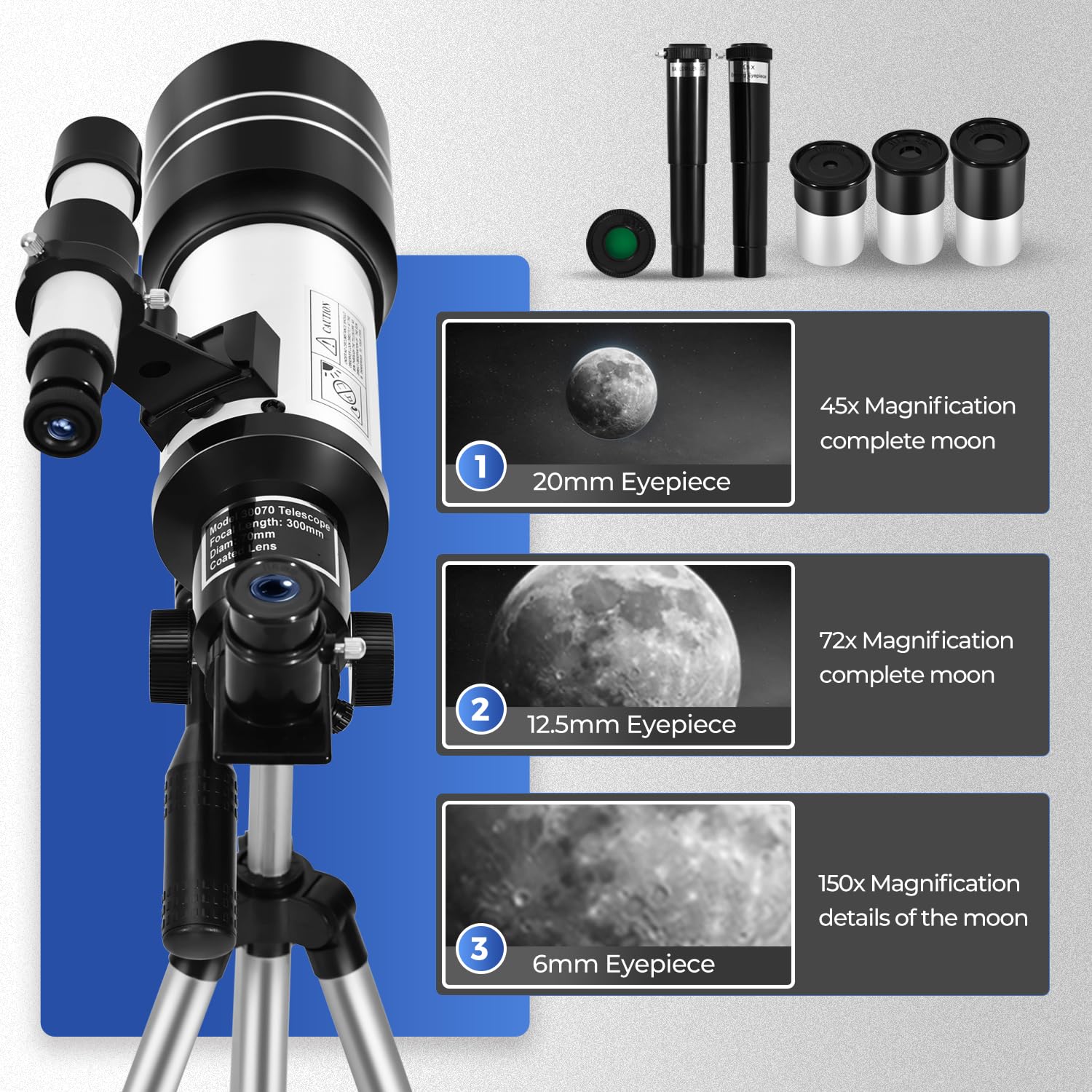 ESAKO Telescope for Adults &amp; Beginners, Astronomical Portable 80mm Aperture Telescope with Phone Adapter, Wireless Remote &amp; Carry Bag