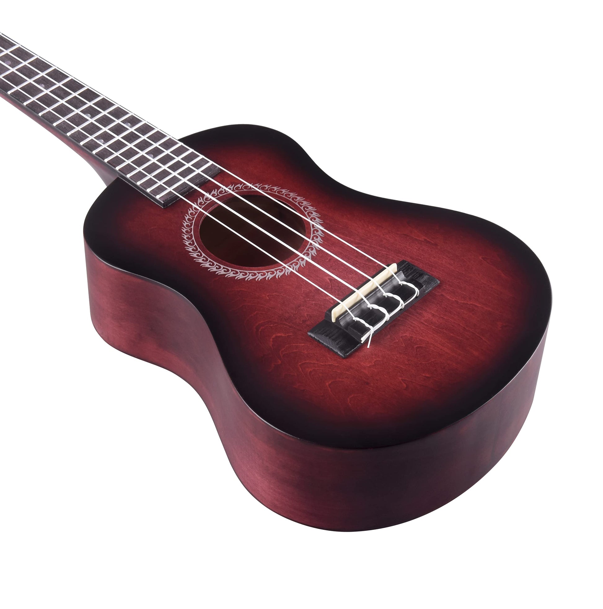 WINZZ HAND RUBBED Series - 21 Inches Soprano Ukulele Vintage Hawaiian Uke with Online Lessons, Bag, Tuner, Strap, Extra Strings, Fingerboard Sticker, Black