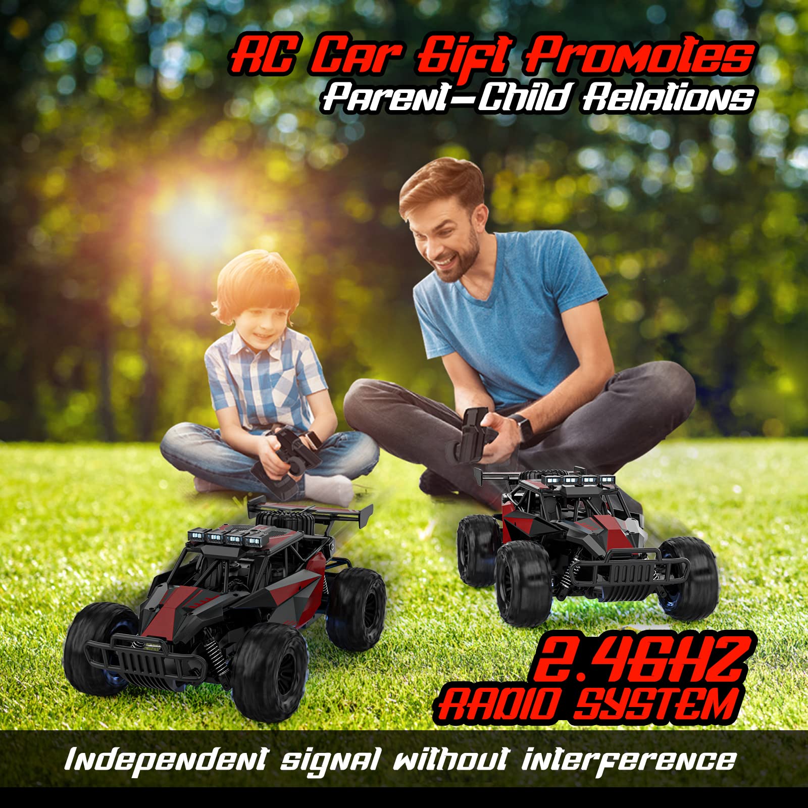 BLUEJAY Remote Control Car, 2.4GHz High Speed 33KM/H RC Cars Toys, 1:12 Monster RC Truck Off Road with LED Headlight and Rechargeable Battery Gifts for Adults Boys 8-12