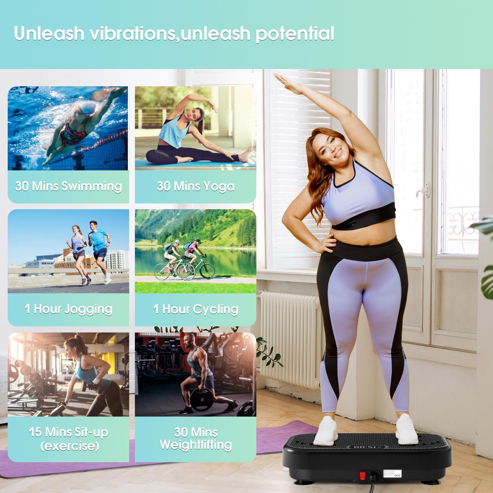 Vibration Plate Exercise Machine for Lymphatic Drainage Weight Loss,SoftGym Power Vibration Plate 300-400 Lbs Capacity Full Whole Body Workout Vibration Platform,Waver Vibration Plate for Home Fitness