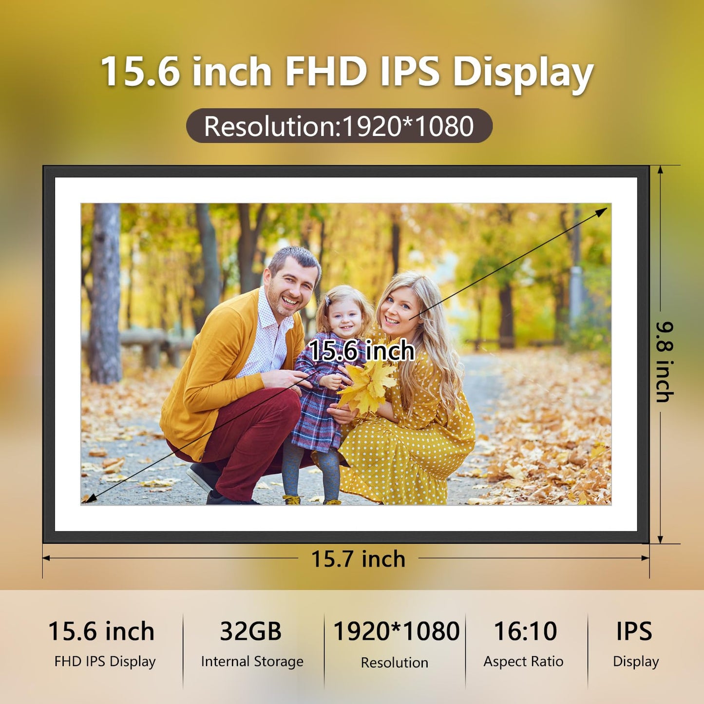 FRAMEO Digital Photo Frame WiFi 32GB 10.1 Inch 1280x800 IPS Touch Screen Digital Picture Frame Easy Setup Share Photo or Video via Frameo APP