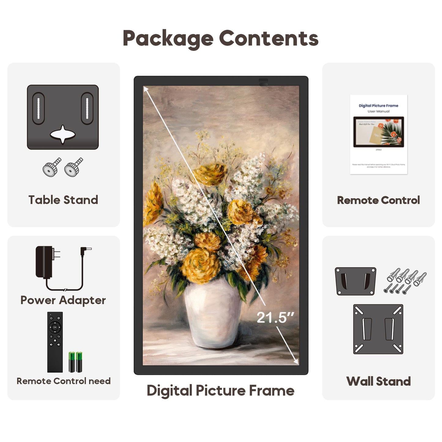 Uhale 10.1" Digital Picture Frame with 32GB Storage Support SD Card, Electronic Photo Frames with 1280x800 HD IPS Touch Screen, Instantly and Securely Share Memories, Send Wishes from Anywhere