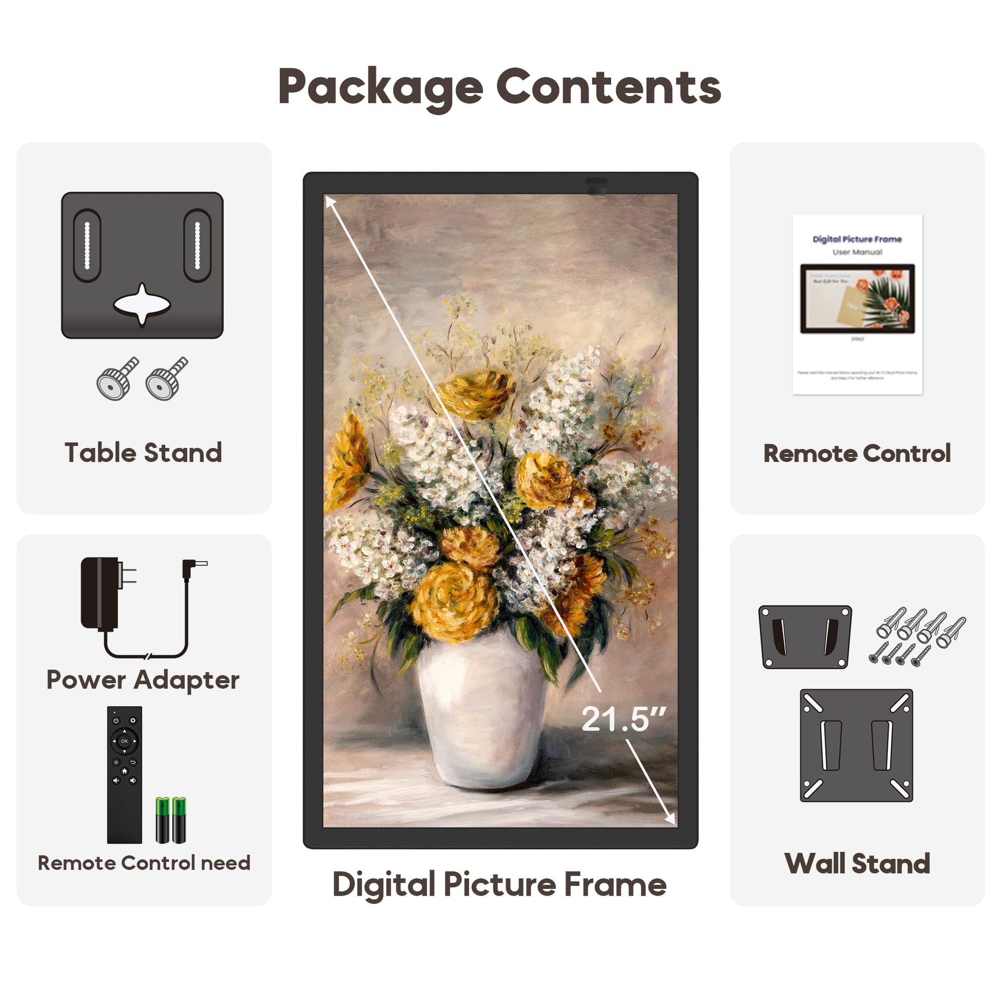 Uhale 10.1" Digital Picture Frame with 32GB Storage Support SD Card, Electronic Photo Frames with 1280x800 HD IPS Touch Screen, Instantly and Securely Share Memories, Send Wishes from Anywhere