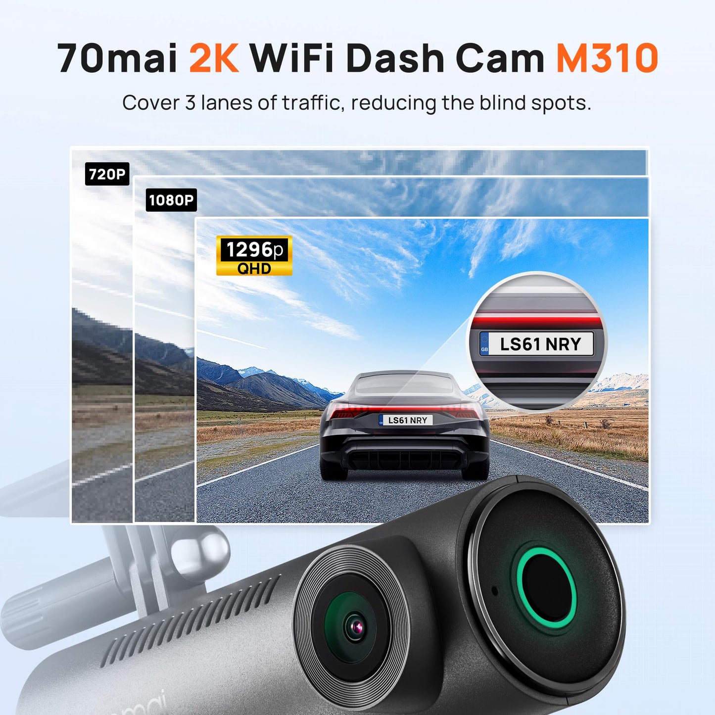 70mai Smart Dash Cam, 1080P FHD Dash Camera for Cars, Car Camera with Starvis 2 IMX662, HDR, WiFi, G-Sensor, Voice Control, APP, Loop Recording, Parking Monitor, Time-Lapse