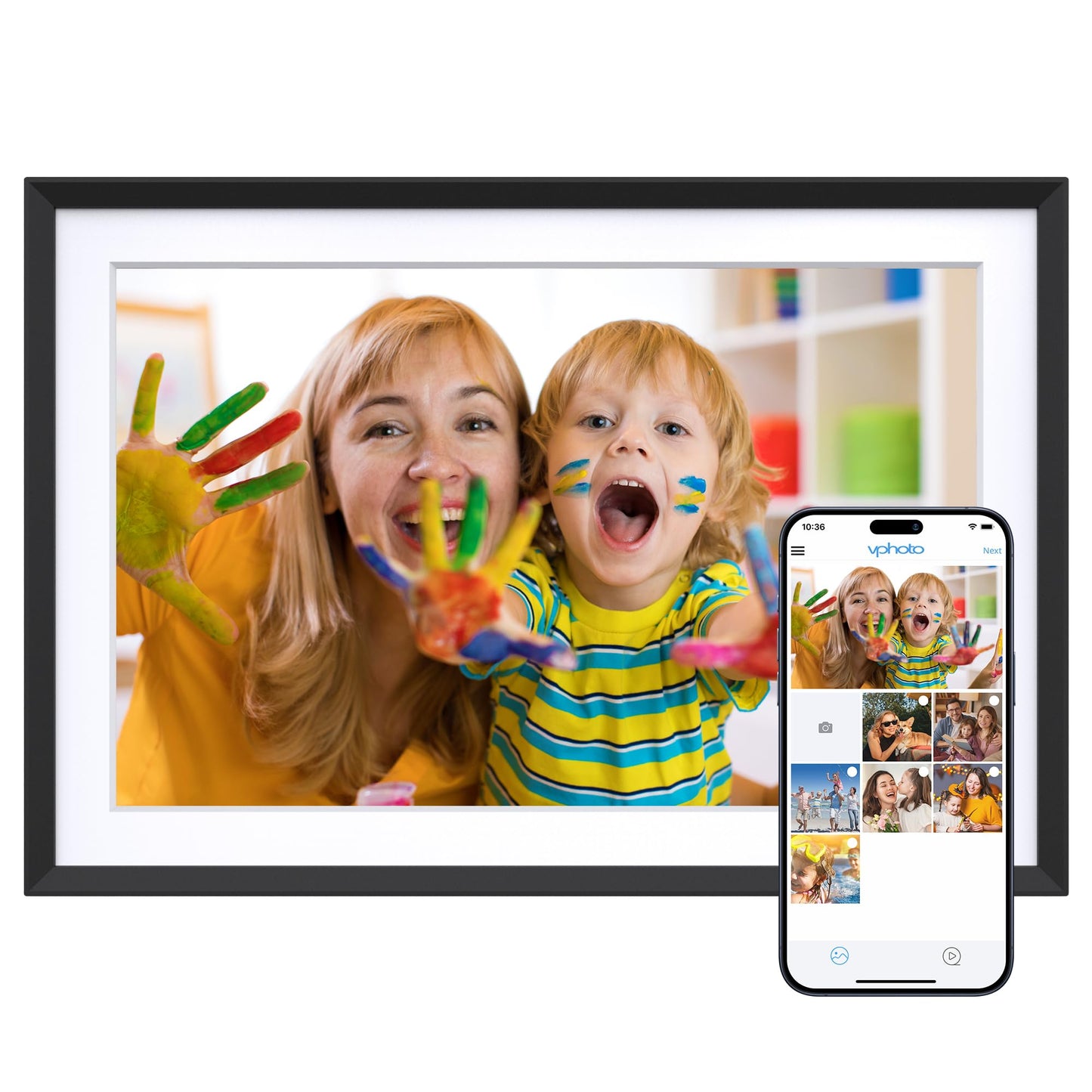 Dragon Touch 10.1'' WIFI Digital Picture Frame - 1280*800 HD IPS Touch Screen Digital Photo Frame Display, Auto-Rotate, Share Photos/Videos Instantly via Free App Best Gifts for Birthday, Wedding, Mom