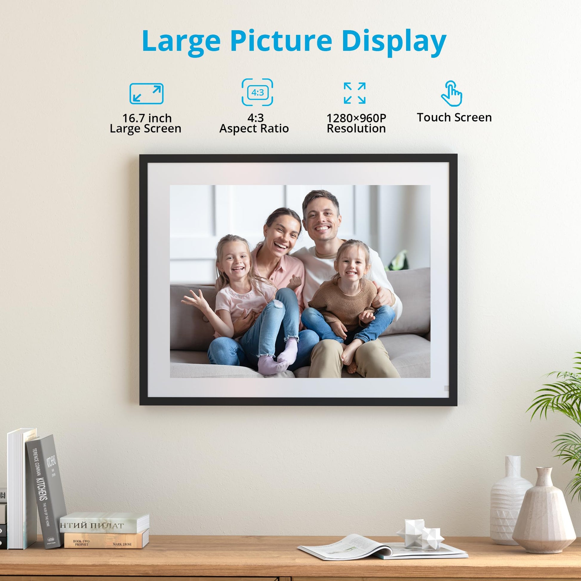 Dragon Touch 10.1'' WIFI Digital Picture Frame - 1280*800 HD IPS Touch Screen Digital Photo Frame Display, Auto-Rotate, Share Photos/Videos Instantly via Free App Best Gifts for Birthday, Wedding, Mom