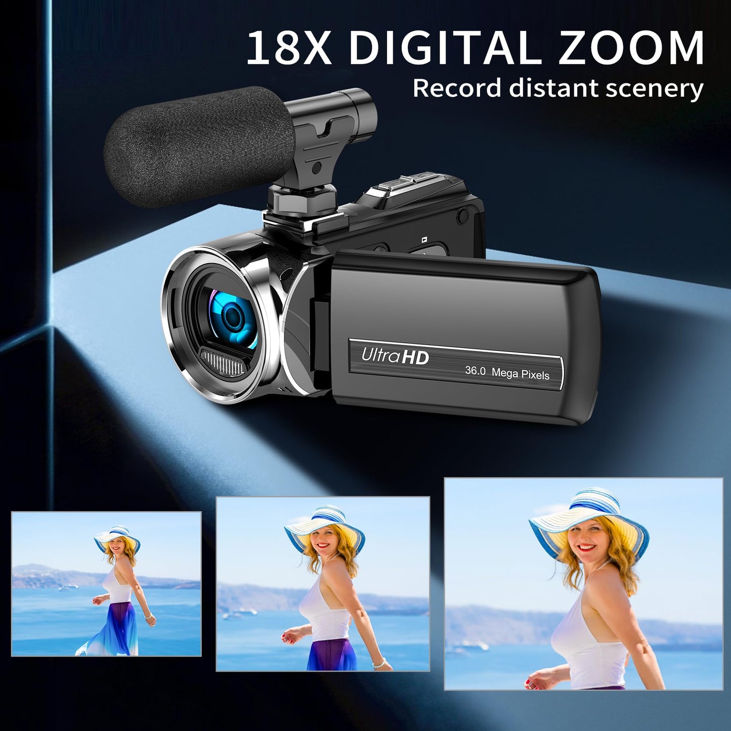 Video Camera Camcorder 4K 36.0 MP Vlogging Camera Recorder for YouTube 3.0 Inch IPS Screen 18X Digital Zoom Camcorders Camera with Batteries Tripod