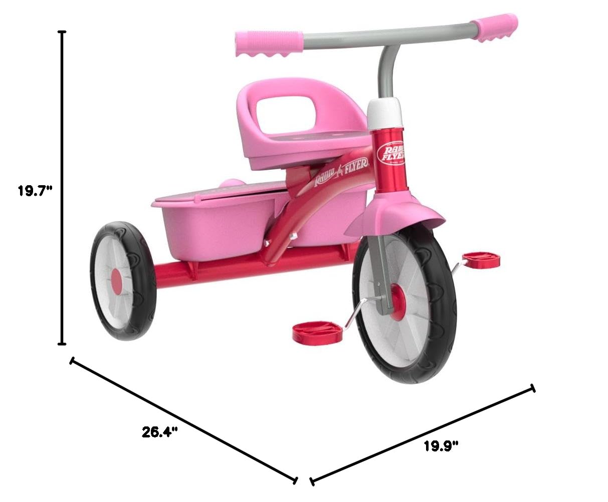 Radio Flyer Pink Rider Trike, Outdoor Tricycle for Toddlers Age 3-5 (Amazon Exclusive)