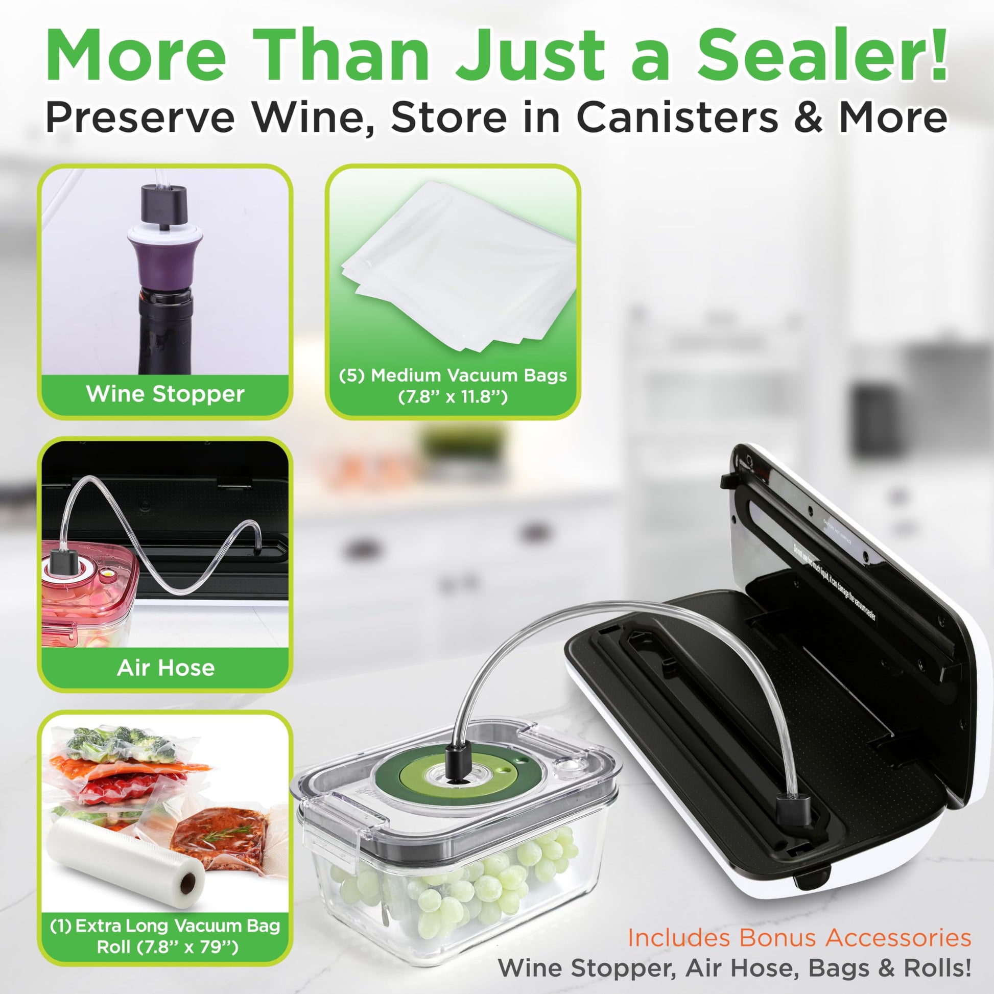 NutriChef Vacuum Sealer | Automatic Vacuum Air Sealing System For Food Preservation w/ Starter Kit | Compact Design | Lab Tested | Dry &amp; Moist Food Modes | Led Indicator Lights