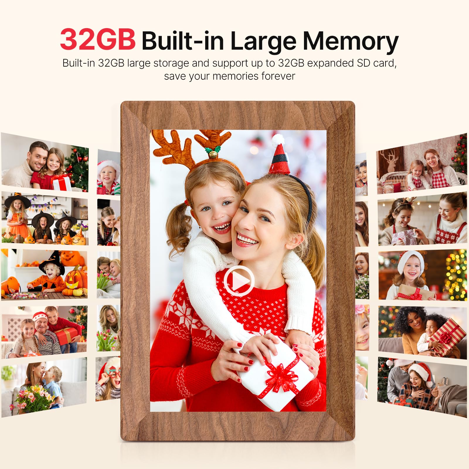 Frameo 10.1 Inch WiFi Digital Picture Frame, Smart Cloud Electronic Photo Frame with HD IPS Touch Screen Slideshow 32GB Memory Auto-Rotate Wall Mount, Share Photos/Videos from Phone by Frameo App