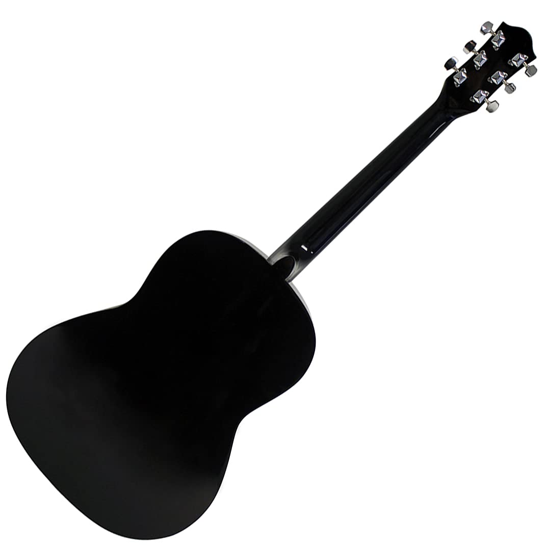 RockJam Acoustic Guitar Superkit Includes Stand, Gig Bag, Tuner, Picks, Plectrum Holder, Spare Strings &amp; Online Lessons 6 Pack, Right, Black, Full (RJW-101-BK-PK)