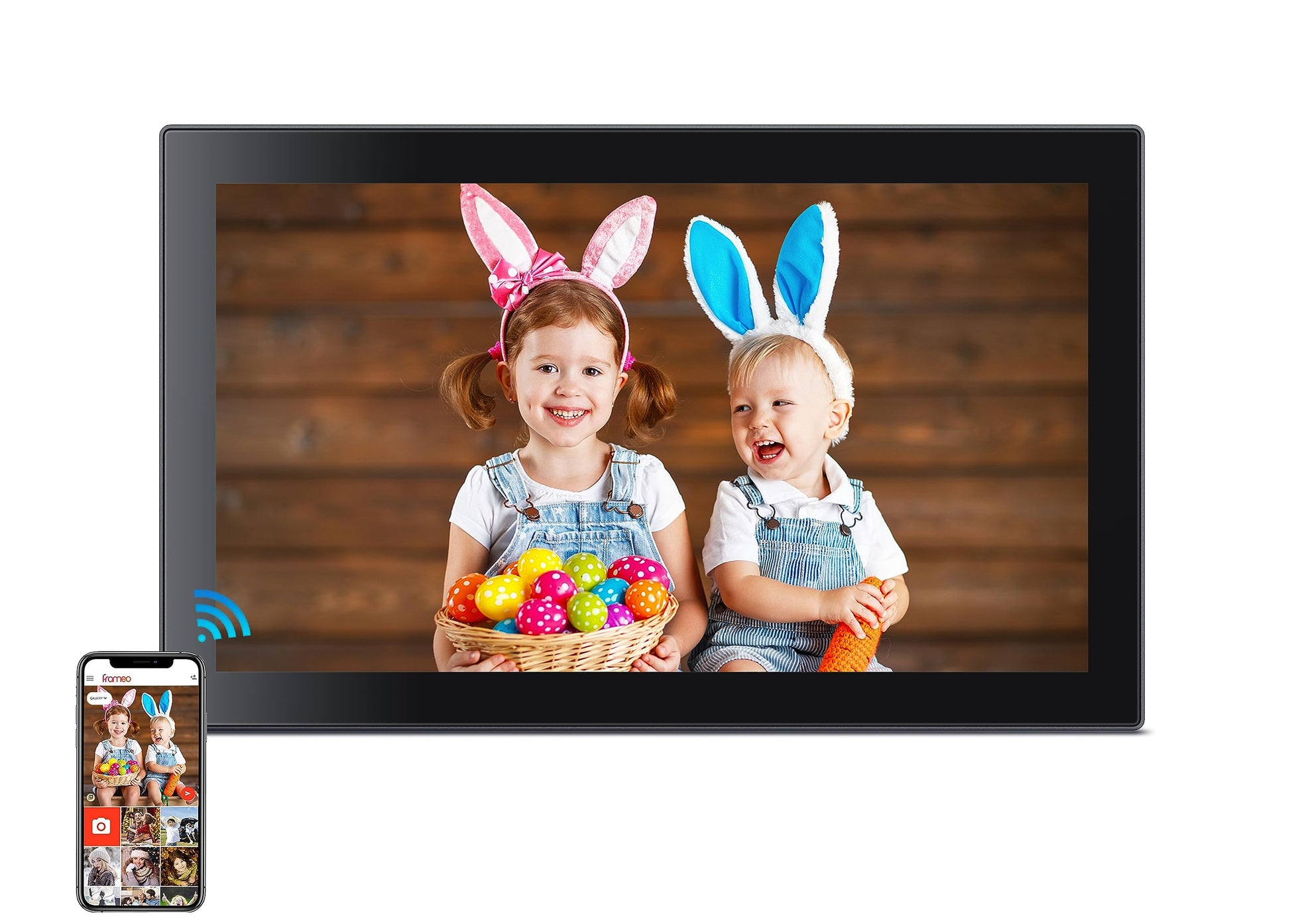 Frameo 10.1 Inch WiFi Digital Picture Frame with 1280 * 800P IPS Touch Screen HD Disply,Video Clips and Slide Show,Auto-Rotate, Wall Mountable,Send Photos Instantly from Anywhere with via Frameo APP