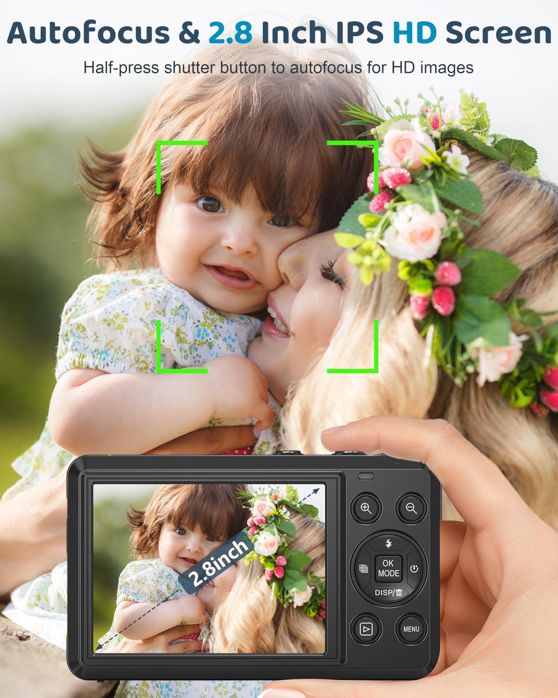 5K Digital Camera - 72MP UHD Digital Cameras for Photography - Autofocus Point and Shoot Small Camera with Flash for Kids - 2.8 Inch Screen Compact Portable Vlogging Camera with 16X Zoom, 32GB SD Card