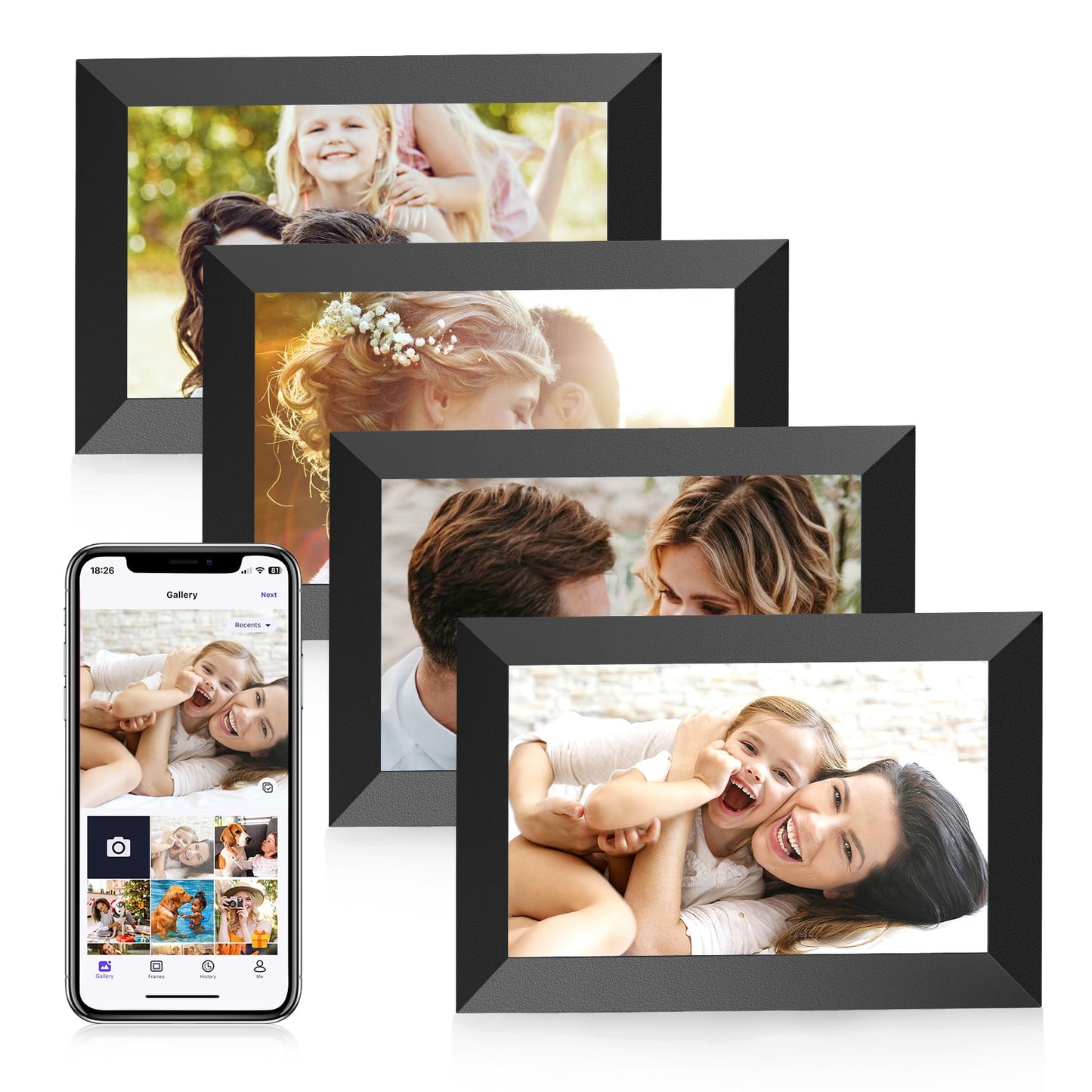 Uhale 10.1" Digital Picture Frame with 32GB Storage Support SD Card, Electronic Photo Frames with 1280x800 HD IPS Touch Screen, Instantly and Securely Share Memories, Send Wishes from Anywhere