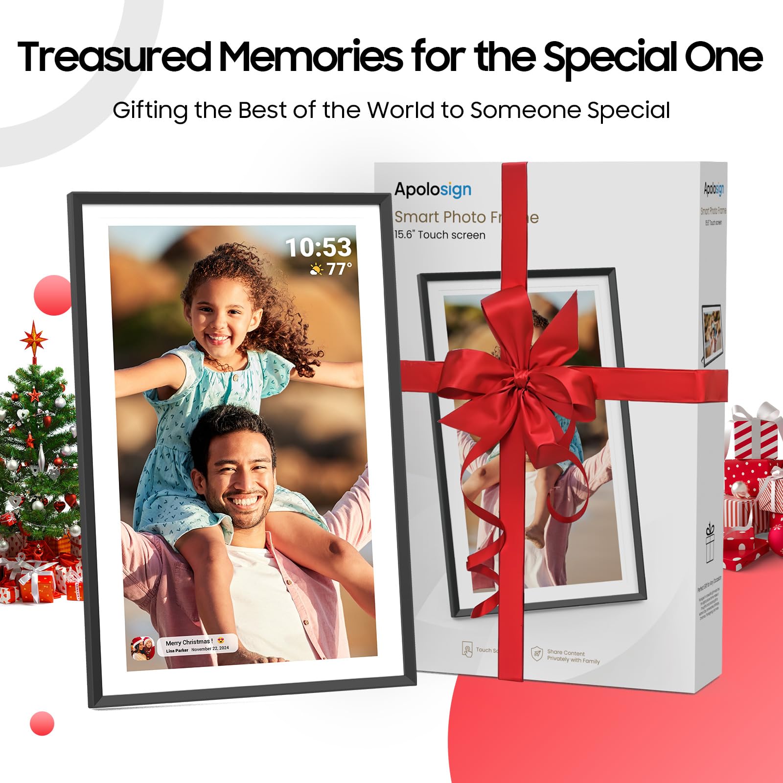 ApoloSign Digital Picture Frame 10.1 inch, Frameo Digital Photo Frame, WiFi Electronic Frame with 32GB Storage, 1280x800 HD IPS Touch Screen, Auto-Rotate, Slideshow, Share Photos/Videos Instantly