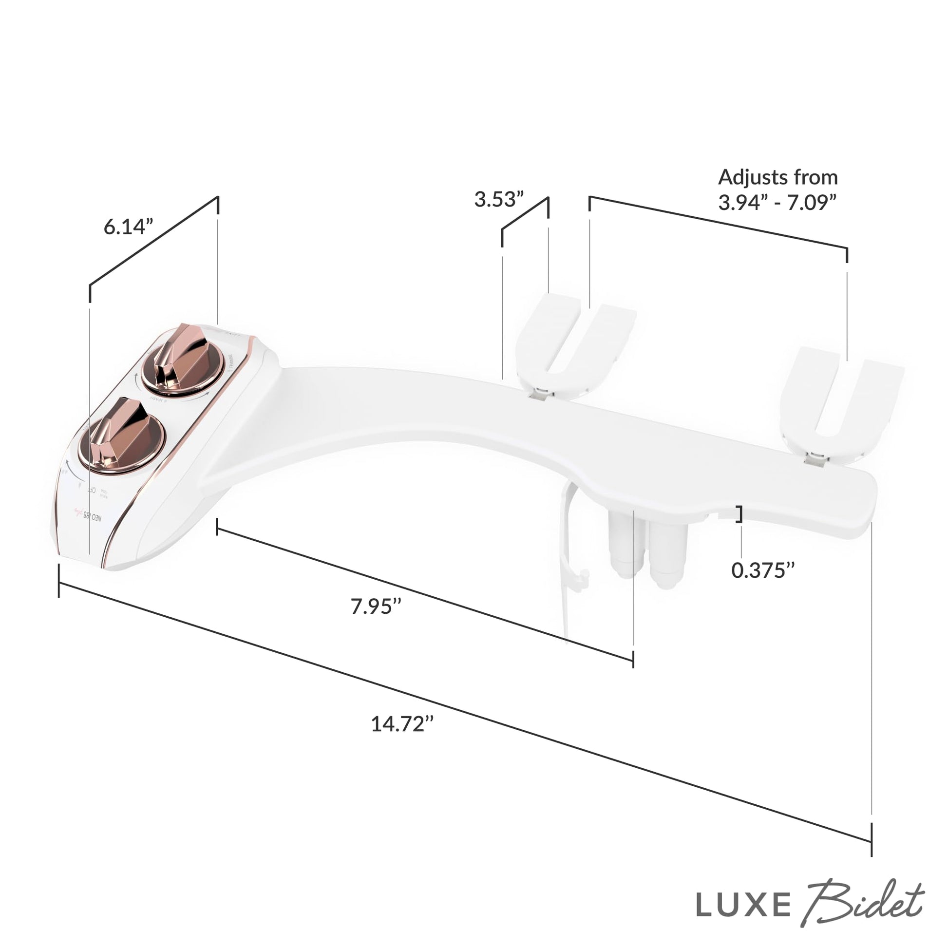 LUXE Bidet NEO 185 Plus - Patented Bidet Attachment for Toilet Seat, Innovative Hinges to Clean, Slide-in Easy Install, Advanced 360° Self-Clean, Dual Nozzles, Feminine &amp; Rear Wash (Chrome)