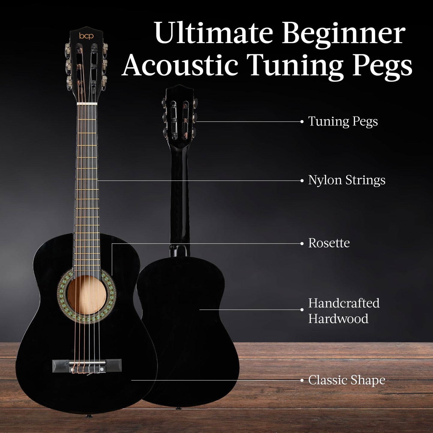 Best Choice Products 30in Kids Acoustic Guitar, All-in-One Beginner Starter Kit w/Strap, Case, Extra Strings, Rosette Inlay - Black