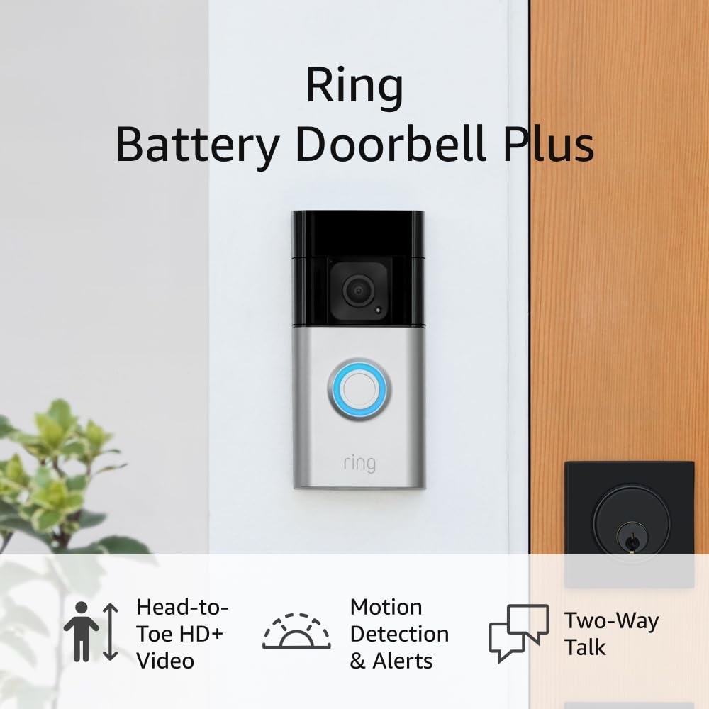 Like-New Ring Battery Doorbell Plus (newest model) | Head-to-Toe HD+ Video, motion detection &amp; alerts, and Two-Way Talk